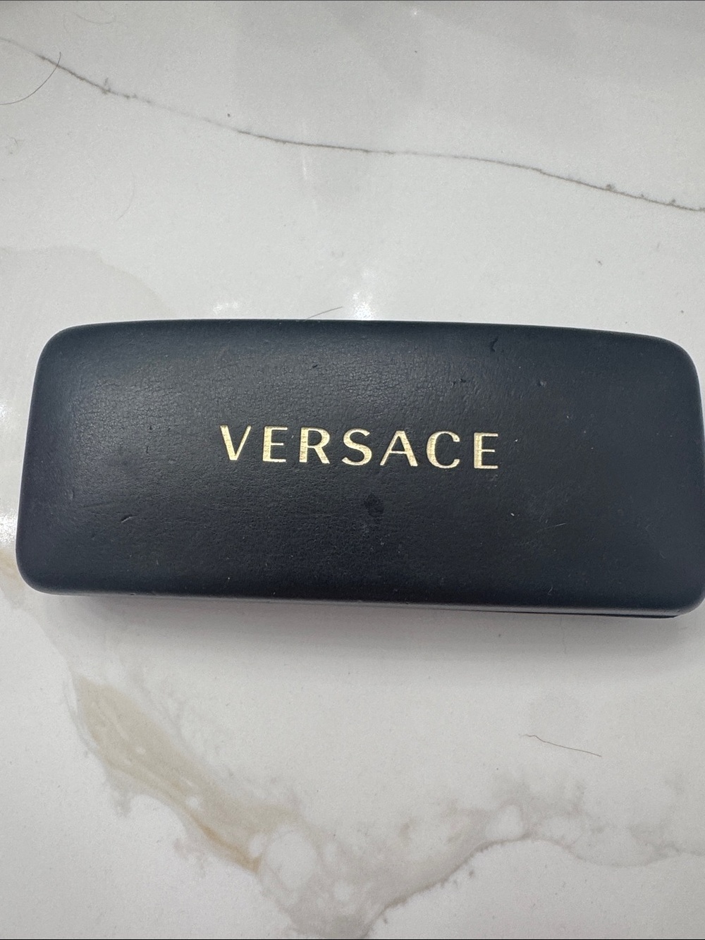 Versace Black Eyewear Case with Gold Lettering